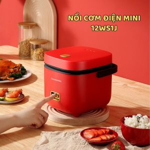 Nồi Cơm Điện Mini Đa Năng 1.2L Tặng Kèm Đĩa Hấp Vá Cơm Cốc Đong Chống Dính Tiện Lợi CFB - 12WS
