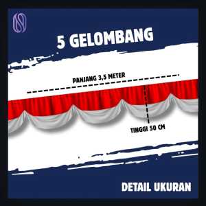 Bendera Background Karet Merah Putih 10 Gelombang