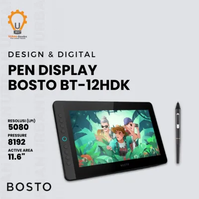 BOSTO BT-12HDK Pen Display Tablet 11.6” – 16384 Level Full HD Stylus Tanpa Baterai Desain Portabel Kompatibel Windows & Mac