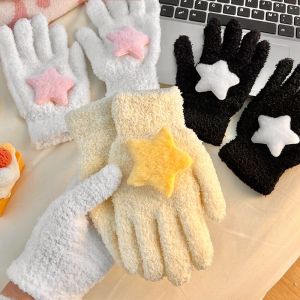Winter Outdoor New Womens Plush Thick Gloves Cold Resistant Warm Five Finger Riding Gloves