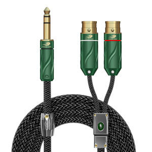 GOLLEY LION คุณภาพสูงสเตอริโอชาย6.35มม. ถึง Dual XLR หญิง3Pin Shield สายสัญญาณเสียงสำหรับไมโครโฟน Mic Mixer Amplifier