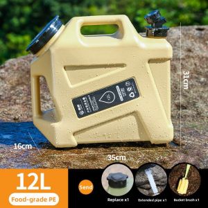 PE Outdoor Water Bucket for Camping and Travel Portable Drinking Water Storage Vehicle Mounted Square Water Container 12L