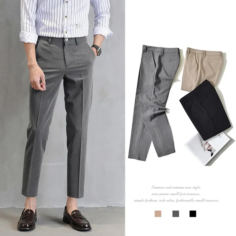 Casual High Waist Straight Striped Pants Men's Versatile Business Formal  Trousers Pant For Man Italian Men's Social Trousers - AliExpress