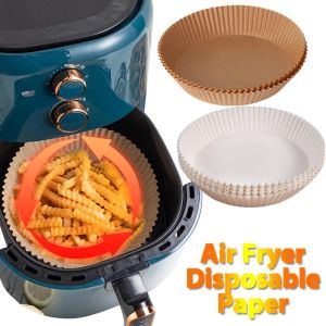 50pcs Air Fryer Disposable Paper Liner Mat Oil-proof Non-Stick Mat Microwave Oven Parchment Paper Kitchen Cookers