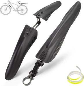 Bike Fender Set with 26ft DIY Reflective Tape Adjustable Bicycle Fenders for 22"/24"/26"/27.5" 3 Parts-Universal Full Cover Thicken Widen Front/Rear Mud Guards Fit for MTB Mountain Road Bike