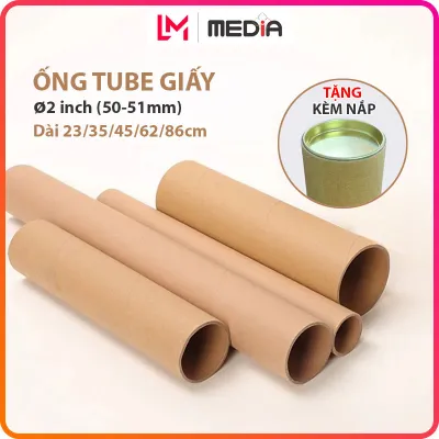 Ống Tube Giấy Lỗ 51mm (2 inch) Tặng Kèm 2 Nắp Ống Lõi Các Tông Giấy Để Bảng Vẽ Tranh Decal Ống Giấy Tube Dài 23-35-45-62-86cm
