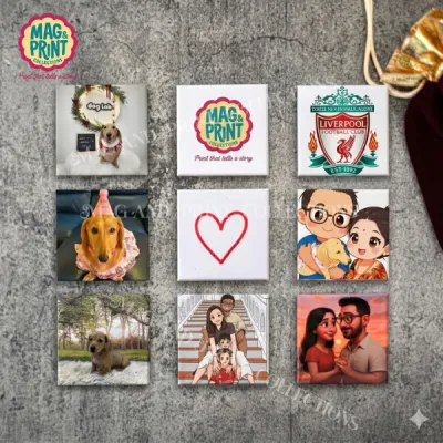 Custom Photo Fridge Magnet (5cm x 5cm) Set of 5 Personalised Refrigerator Magnet Gift Mag and print collections.