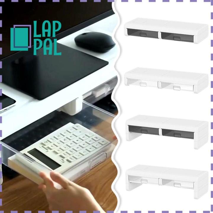 LAP PAL Desktop Computer Monitor Stand Plastic with Drawer Laptop Stand ...