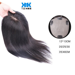 Bộ Tóc Giả TSE Tóc Thật Miếng Che Tóc Giả Màu Xám Cho Nữ Miếng Dán Tăng Khối Lượng Tóc Vô Hình Tự Nhiên 12*13Cm Không Có Tóc Mái