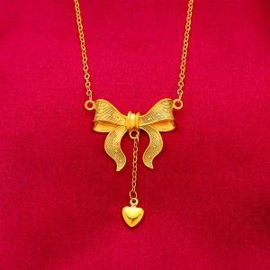 Saudi Emas Asli Kalung Wanita Pernikahan Perhiasan Hadiah Premium Kalung