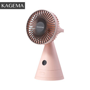 KAGEMA Mini USB Portable Stand Fan LCD Display 3 Speed Wind Speed With Makeup Mirror Rechargeable Shake Head Table Fan Kipas Mini Meja Berdiri