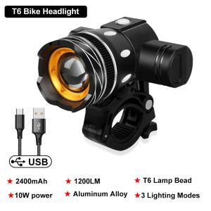 1200 Lumen Bicycle Light Front Usb Rechargeable Lamp T6 Led Bike Headlight Cycling Flashlight Bicycle Lantern Lamp with Taillight