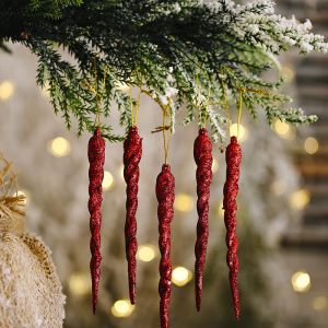 20PCS Twisted Icicle Ornament Christmas Tree Glitter Spiral Strip Hangings for Holiday Party Wedding Accessories 5.1 Inch (Silver/Red/Gold/White)