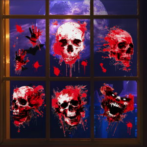 Decal HALLOWEEN - Hít tĩnh điện - 9 Đầu Lâu Máu SKJD2335DS (20*30*9 )