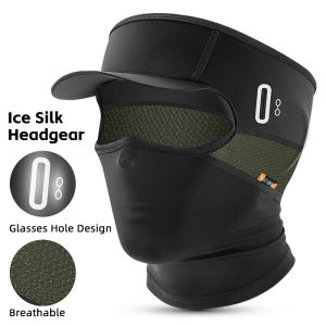 WEST BIKING Full Face Cover Headgear Ice Silk Face Mask Breathable Anti-UV Cycling Balaclava With Long Hat Brim Ourdoor Sports Cap