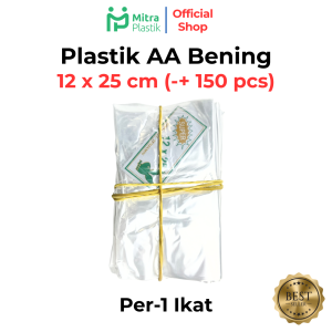 (1 Ikat) Plastik AA 12x25 Kantong Bening Tipis Bungkus Sambal Gula Terigu Tepung Sayur Kertas Fotocopy