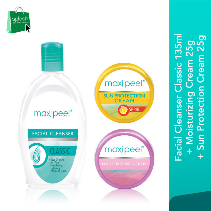Maxi-Peel Facial Cleanser Classic 135ml + Maxi-Peel Moisturizing Cream 25g + Maxi-Peel Sun Protection Cream 25g