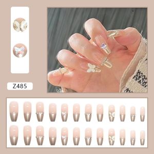 Set móng tay Nails By Mia 24 móng ba lê dài kim loại Sâm Panh Pháp cực quang Z485