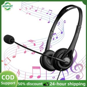 【HOSPORT】Universal Stereo Headphone Lightweight USB Wired Headsets Clear Call Microphone Chatting Headphones for Computer Laptop【1-3 days delivery】