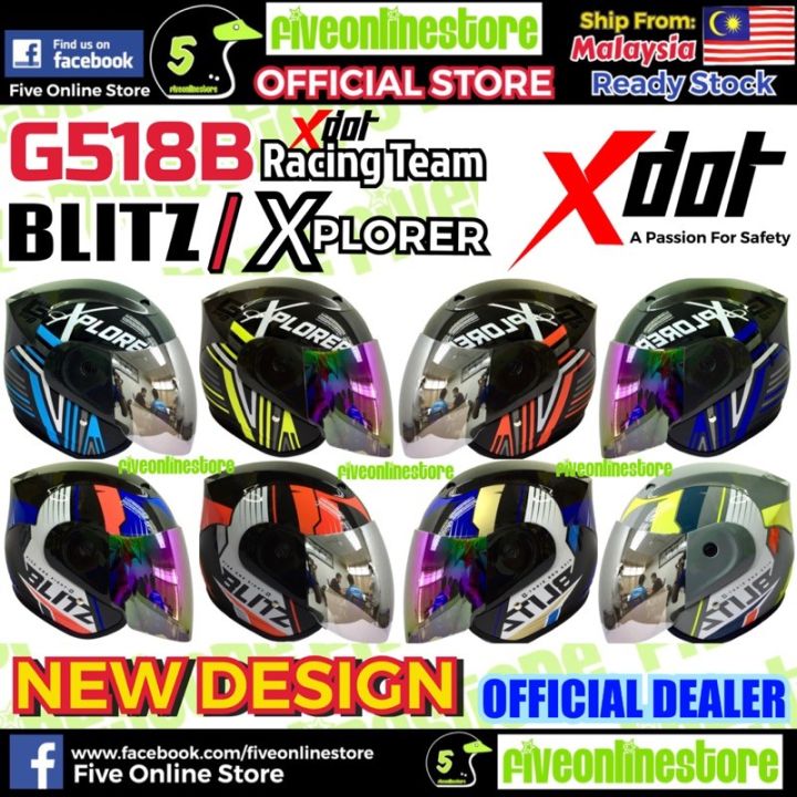 XDot G518B XPLORER BLITZ Racing Team Visorex Helmet Design Yamaha