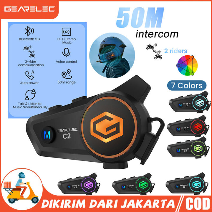 Stok lokal GEARELEC C2 Helm Sepeda Motor 5.3 Headset Intercom