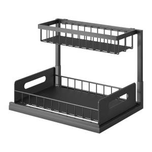 ตะกร้าลิ้นชัก2ชั้น ชั้นวางเก็บของกระจุกกระจิก ชั้นวางของในครัว ชั้นวางจัดระเบียบในอ่างล้างจาน