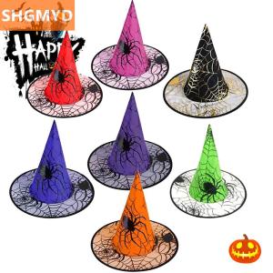 [COD] SHGMYD Adult Kids Black Witch Hats Masquerade Ribbon Wizard Costume Top Pointed Caps Cosplay Halloween Props Party Decoration