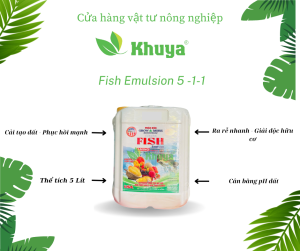 Phân bón lá Fish Emulsion 5-1-1 Can 5 lít  Ra rễ nhanh Giải độc hữu cơ