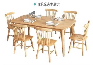 [PRE-ORDER][Factory direct: YH] Muji solid rubber wood table chair set Nordic modern minimalist stylish small apartment dining table home office computer writing table wood chair set (ETA: 1mth)