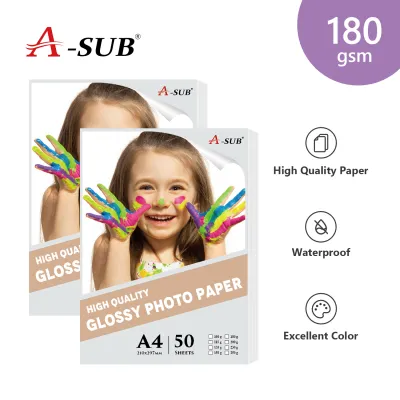 【Glossy Paper 180gsm A3/A4】A-SUB Glossy Photo Paper Fast Dry 180gsm Photograph Printing A4/A3 Size High Gloss Photo Paper
