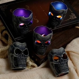 UMBRAULI Colorful Skull Lamp with Gradient Color Glowing Electronic Luminous Halloween Decoration Creative Reusable Skull LED Light Bar