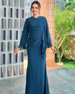 Gamis Dress Body Wanita Konfangan Navy Terbaru | Bahan Ceruty Babydoll Full Furing Size M L XL VIral