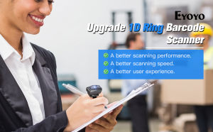 Eyoyo Máy Quét Mã Vạch Vòng Đeo Được 1D Máy Đọc Mã Vạch Mini Cầm Tay Nâng Cấp Với Kết Nối Không Dây & Bluetooth & USB 2.4GHz Quét Nhanh Cho iPhone iPad Android IOS Cho Nhà Kho