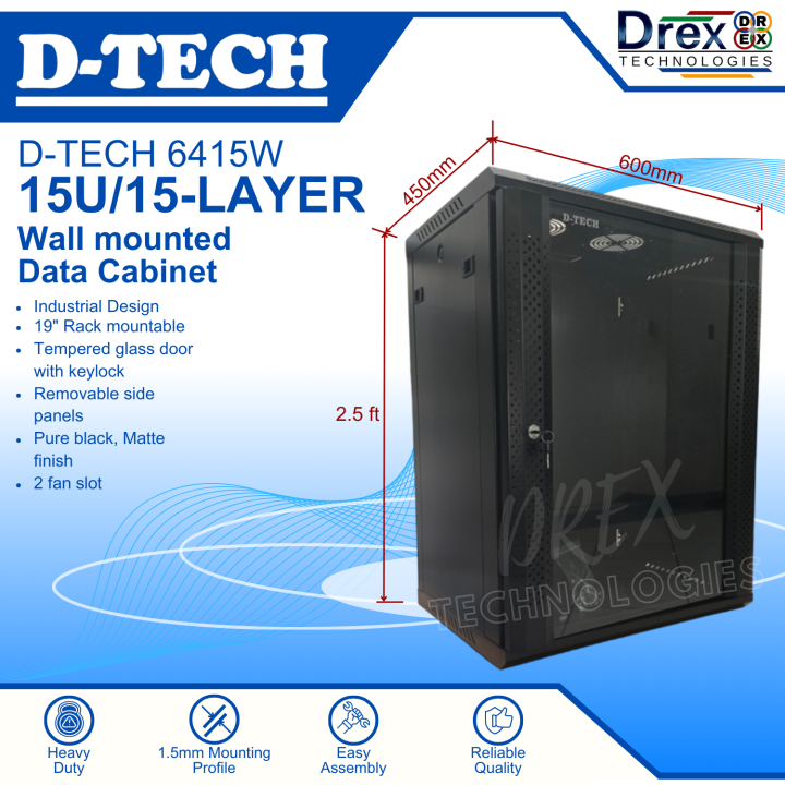 D-Tech 6415 15U Wallmounted Data Cabinet W=600 * D= 450 * H= 2.5FT ...