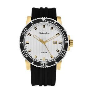 ADRIATICA Swiss Made Gold Diving Watches Mens Rubber Strap Diver Watch 46mm A1127.1213Q