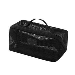1 PC Large Capacity Mesh Travel Toiletry Bag Sturdy Carry Handle Double Zipper Visible Cosmetic Organizer Makeup Storage Pouch