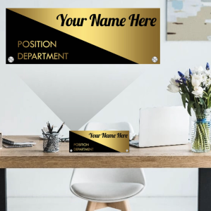 LE Acrylic Custom Desk Name Plate Personalized Office Name 11 x 4 in (3mm) w/ bolts Table Office