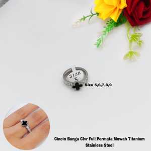 Cincin Bunga Grigi Full Permata Diamond Mewah Anti Karat Anti Luntur Titanium Stainless Steel (COD)