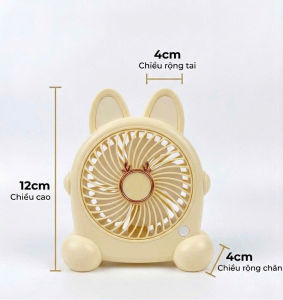Quạt Để Bàn Mini Tai Thỏ Cute - Quạt Văn Phòng Học Tập Gió Mát Nhỏ Gọn Dễ Mang Theo