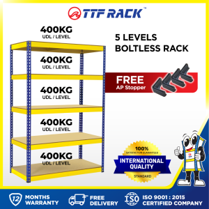TTF Rack™ Boltless Rack H183-244cm D31-61cm/Rack 5 Levels Rak Besi Serbaguna Office Storage Rack Metal Rak Besi 架子铁架
