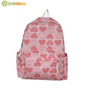 【Hàng mới】 Ba lô cho học sinh họa tiết trái tim túi đựng sách ba lô sức chứa lớn dây đeo điều chỉnh được Nylon
