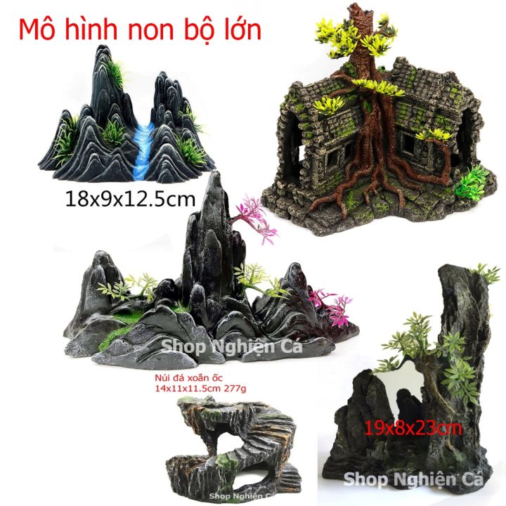 Tiểu cảnh lớn Mô hình ngôi nhà, núi đá tuyết sơn trang trí non bộ bể cá ...