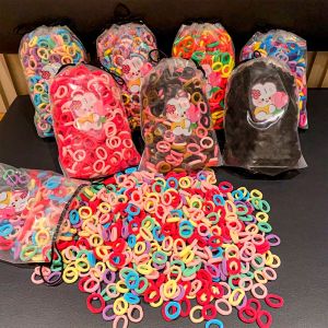 100pcs Brown Black Childrens Headband Set Korean Cute MIni Candy Color Hair Rope No Harm Ponytail Holder Hair Ring h2610
