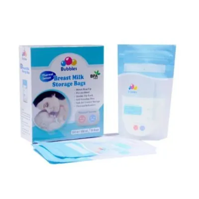 Bubbles Thermal Sensor Double Ziplock Breast Milk Storage Bag 3.4oz/5oz/7oz/12oz - 25pcs
