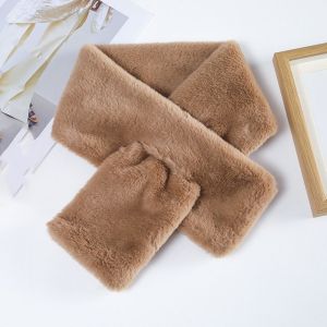 BAIXL Elegant Casual Faux Rabbit Fur Plush Neckerchief Wrap Girl Winter Warmer Plush Scarf Cross Scarf Neck Warmer Warm Scarf