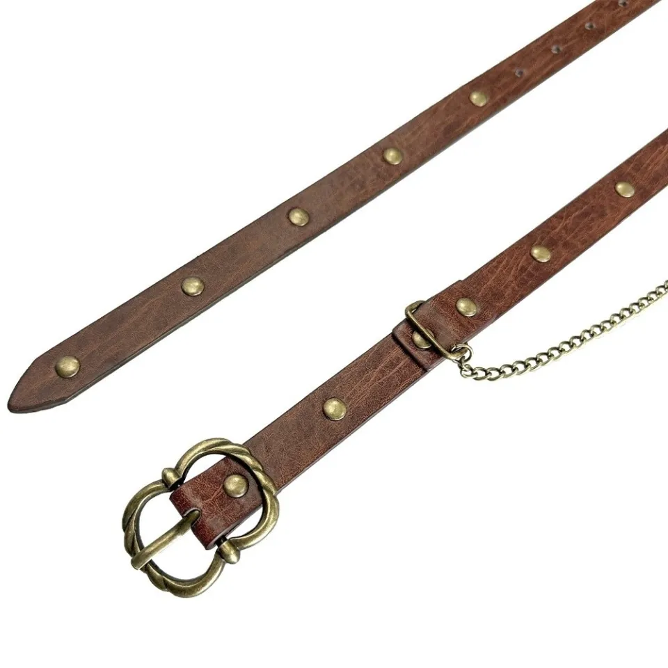 GENENIC Thin Medieval DIY Faux Leather Belt Metal Pin Buckle  display picture 1
