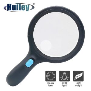 90mm 120mm 138mm Extra Large Lens Handheld Magnifier Illuminated Magnifying Glass with 10 12 LED Light Reading Magnifying Glass