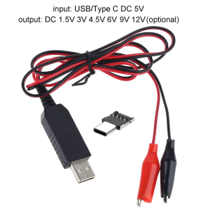 DIY 2 in 1 Type C USB to 1.5V 3V 4.5V 6V Power Cable AA AAA C D Size Eliminator for LED Light Toys Walkie Talkie