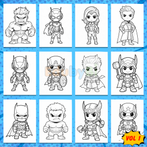 20 Kertas Gambar Mewarnai - Superhero Avengers / Kertas Mewarnai A4 A5