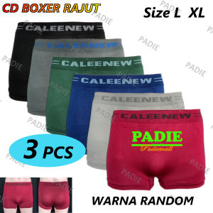 PADIe - 3 Pcs Celana Dalam / CD Boxer Pria Laki Cowok Spandek Rajut FASHION MAN Tanpa Jahitan Size L XL XXL